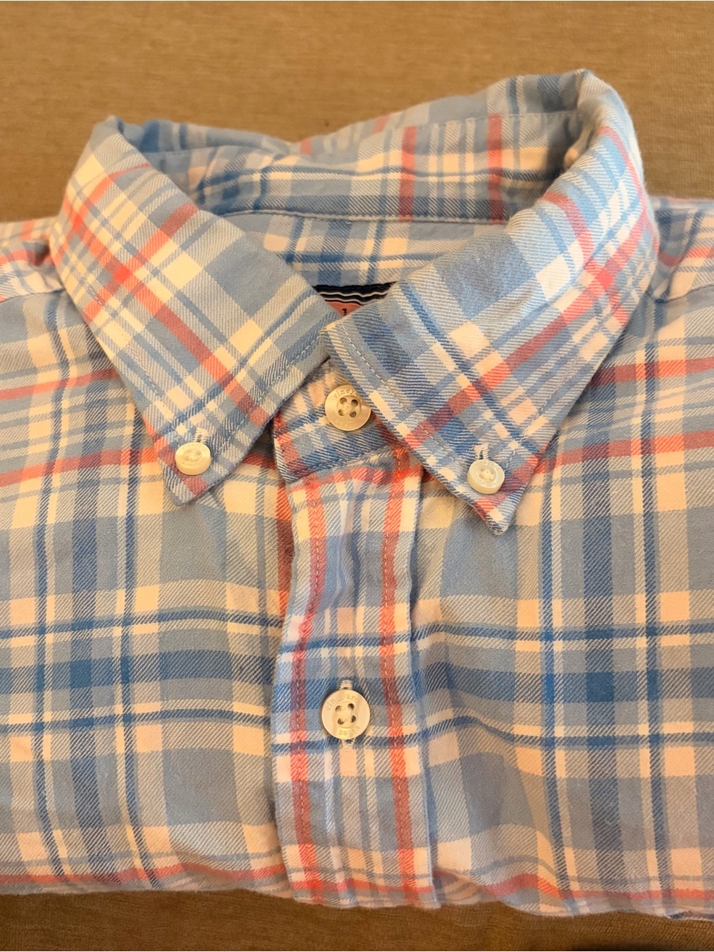 Vintage Vineyard Vines Light Blue and Pink Plaid Button-Down Shirt L/S Medium